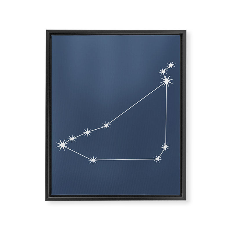 Capricorn Zodiac Star Constellation Line Art Neutral Blue Framed Canvas Print Gallery Image 8