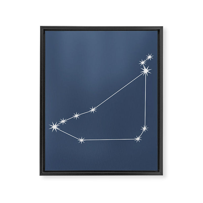Capricorn Zodiac Star Constellation Line Art Neutral Blue Framed Canvas Print Gallery Image 1