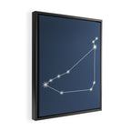 Capricorn Zodiac Star Constellation Line Art Neutral Blue Framed Canvas Print Gallery Image 2