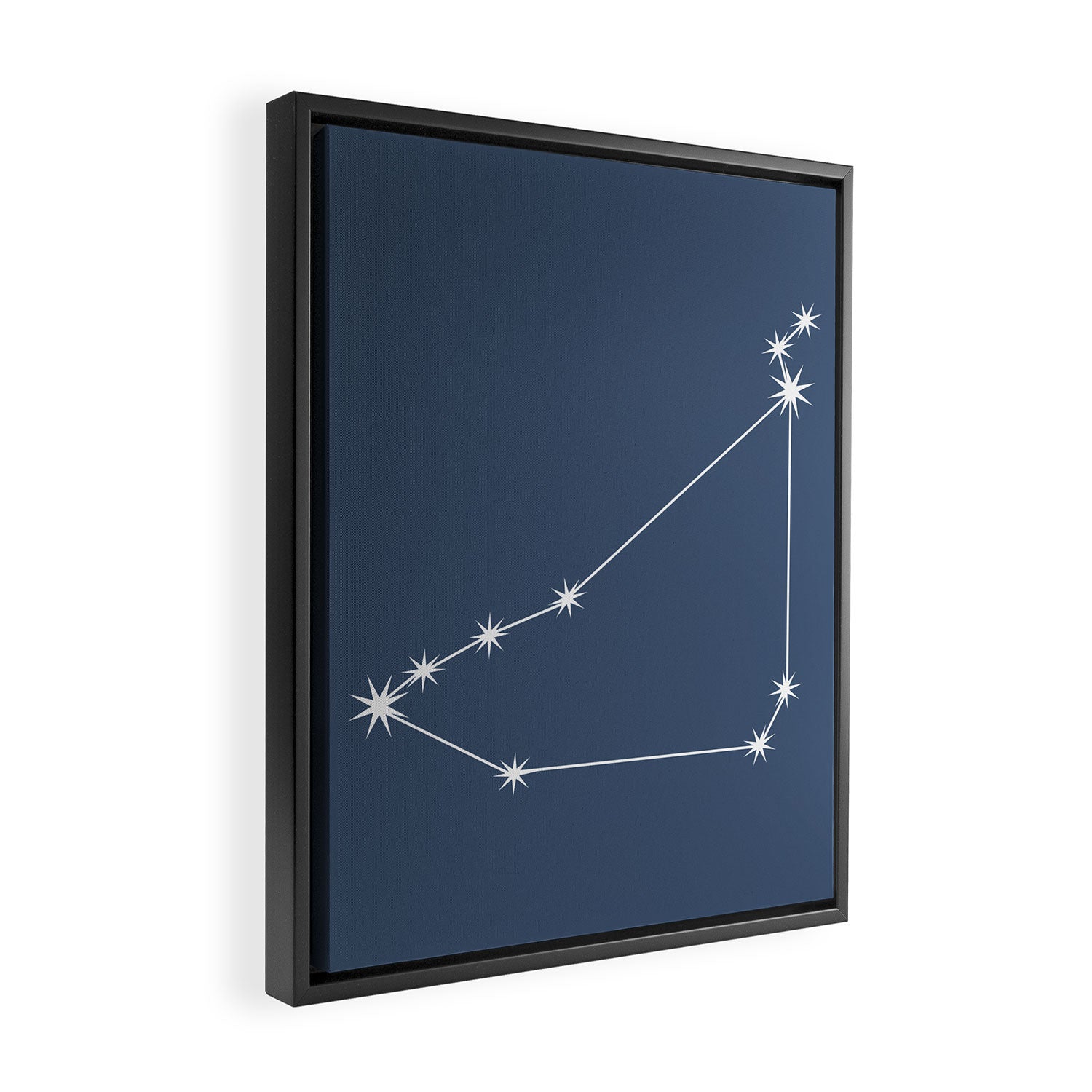 Capricorn Zodiac Star Constellation Line Art Neutral Blue Framed Canvas Print Gallery Image 2