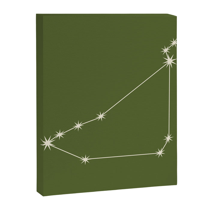 Capricorn Zodiac Star Constellation Line Art Olive Green Canvas Print Gallery Image 1