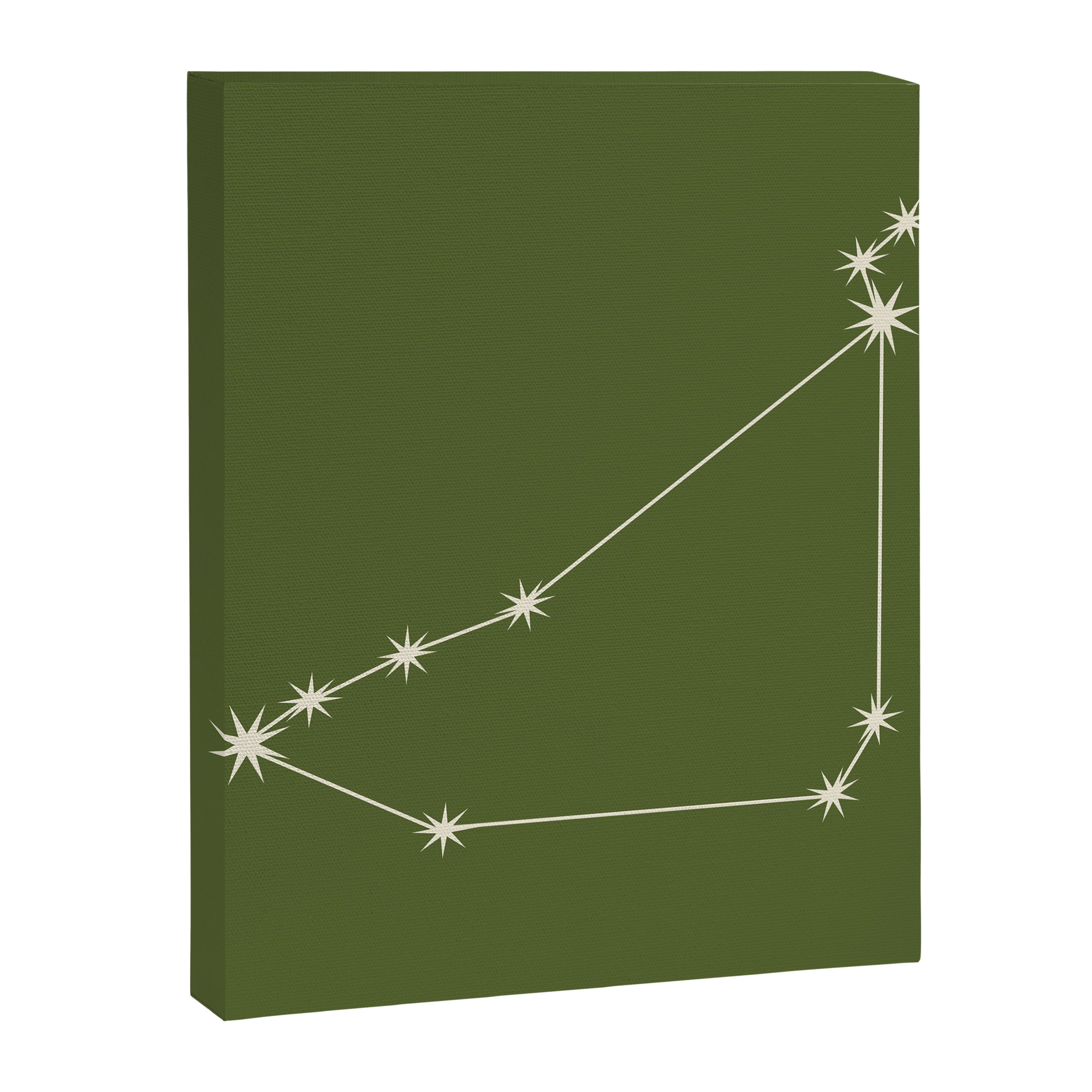 Capricorn Zodiac Star Constellation Line Art Olive Green Canvas Print Gallery Image 8