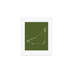 Capricorn Zodiac Star Constellation Line Art Olive Green Art Print Gallery Image 1