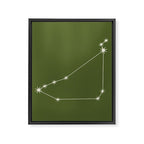 Capricorn Zodiac Star Constellation Line Art Olive Green Framed Canvas Print Gallery Image 8