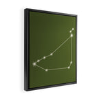 Capricorn Zodiac Star Constellation Line Art Olive Green Framed Canvas Print Gallery Image 2