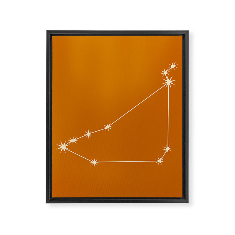 Capricorn Zodiac Star Constellation Line Art Orange Framed Canvas Print Gallery Image 8