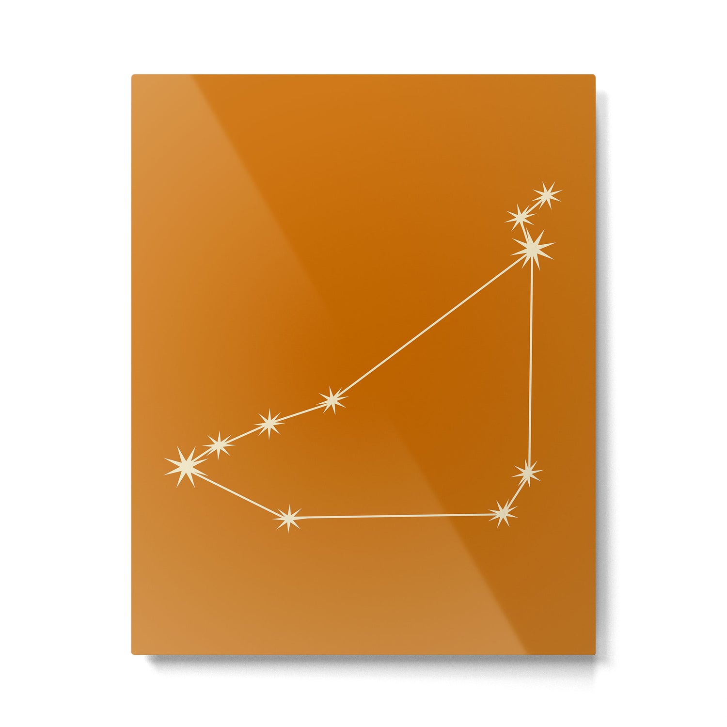 Capricorn Zodiac Star Constellation Line Art Orange Metal Print Gallery Image 6