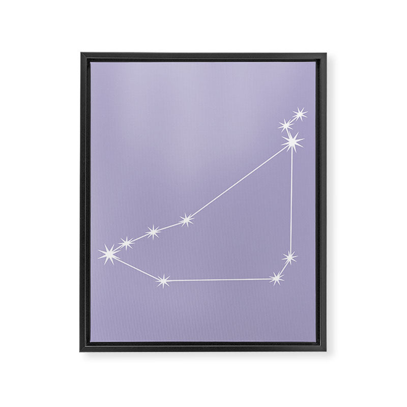 Capricorn Zodiac Star Constellation Line Art Pastel Lavender Framed Canvas Print Gallery Image 8