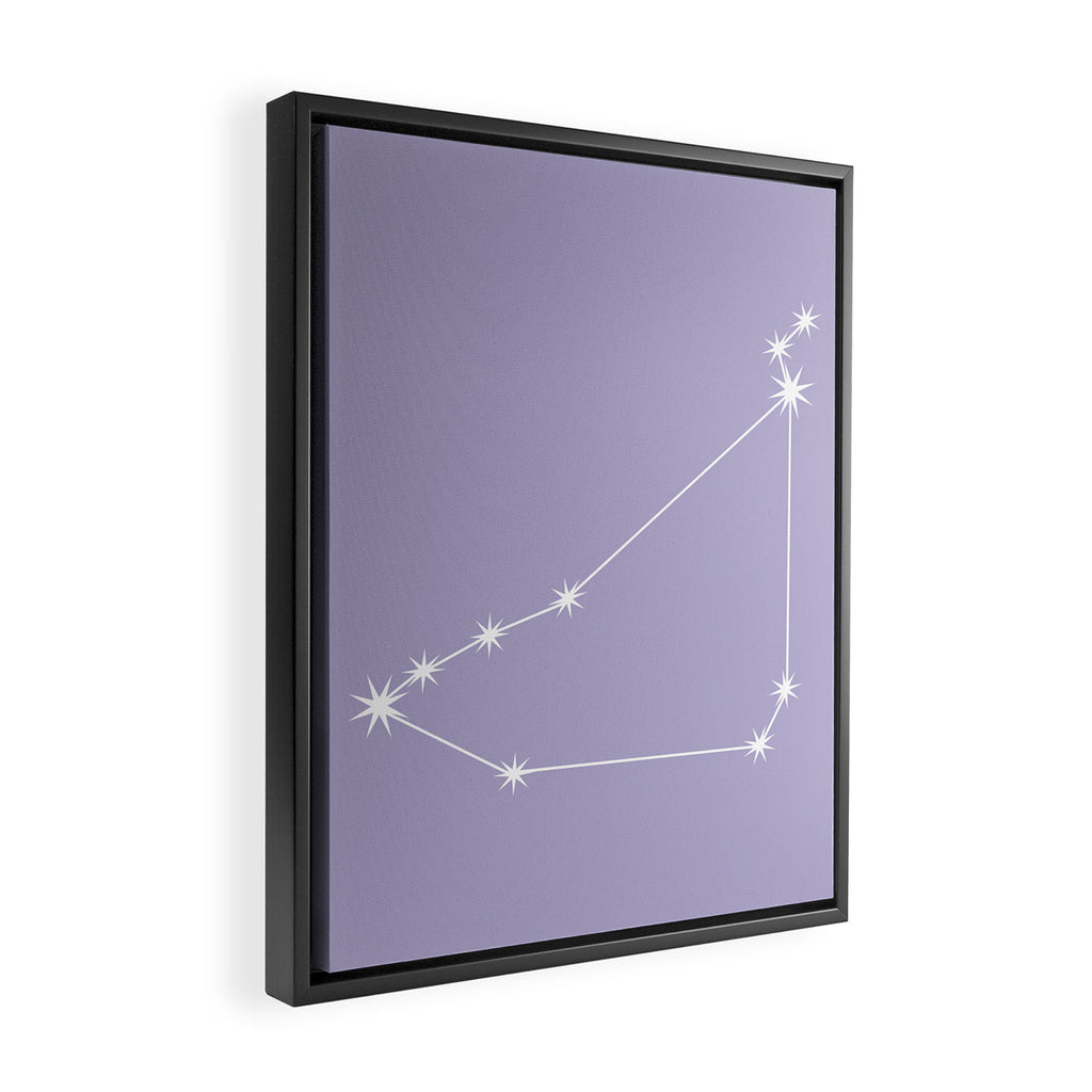 Capricorn Zodiac Star Constellation Line Art Pastel Lavender Framed Canvas Print Gallery Image 2