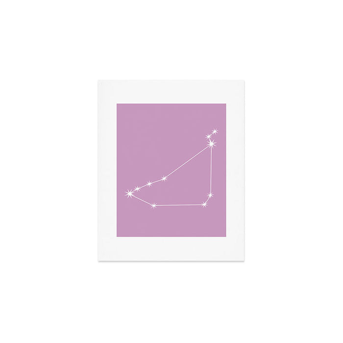 Capricorn Zodiac Star Constellation Line Art Pastel Lilac Art Print Gallery Image 1
