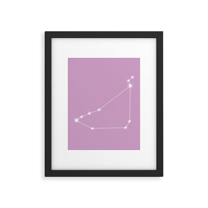 Capricorn Zodiac Star Constellation Line Art Pastel Lilac Framed Art Print Gallery Image 1