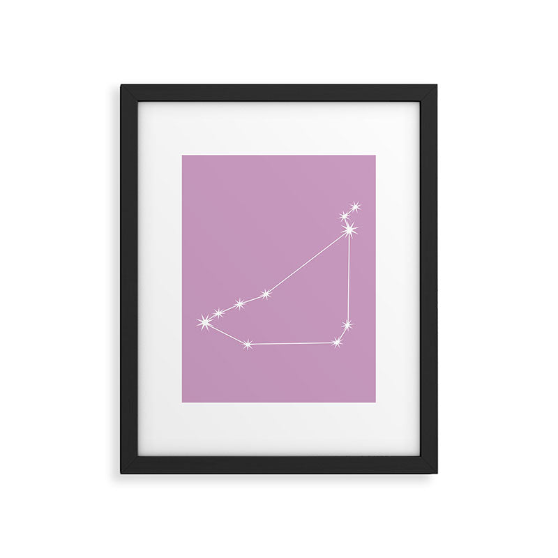 Capricorn Zodiac Star Constellation Line Art Pastel Lilac Framed Art Print Gallery Image 6