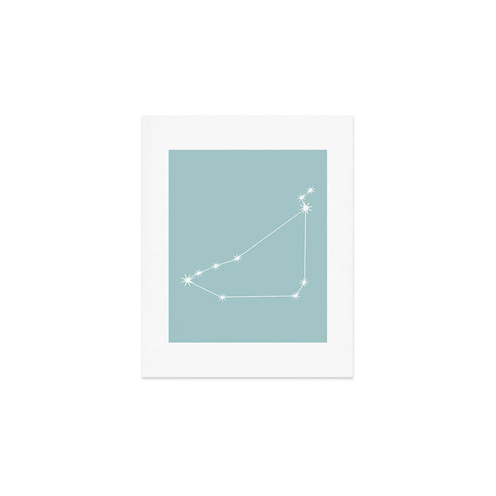 Capricorn Zodiac Star Constellation Line Art Pastel Teal Art Print Gallery Image 1