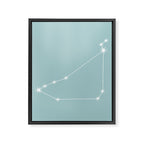 Capricorn Zodiac Star Constellation Line Art Pastel Teal Framed Canvas Print Gallery Image 8