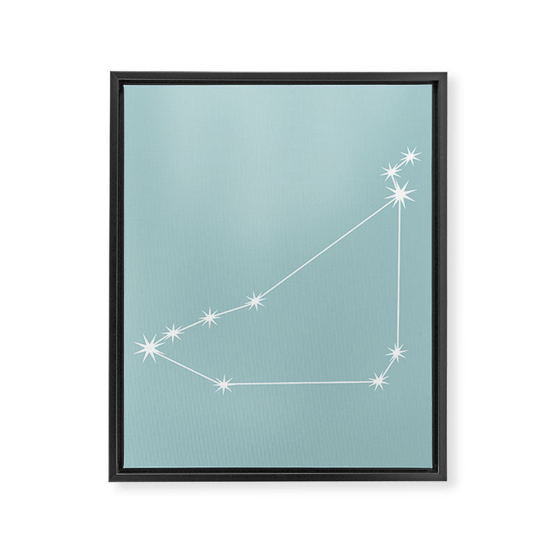 Capricorn Zodiac Star Constellation Line Art Pastel Teal Framed Canvas Print Gallery Image 8
