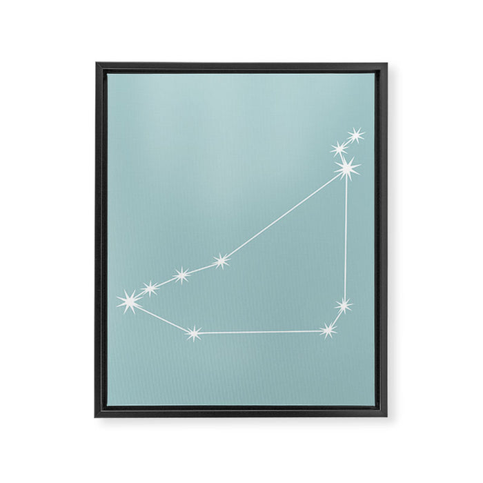 Capricorn Zodiac Star Constellation Line Art Pastel Teal Framed Canvas Print Gallery Image 1