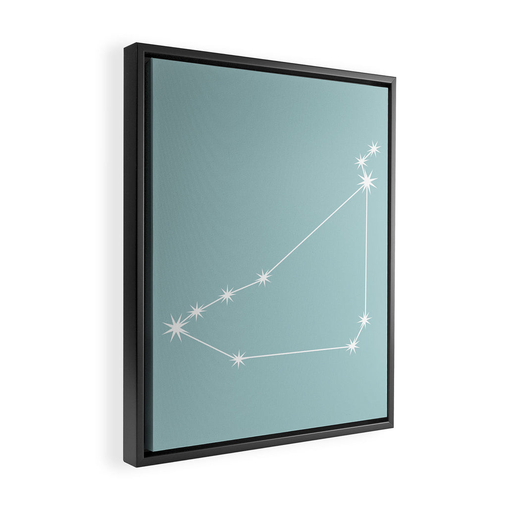 Capricorn Zodiac Star Constellation Line Art Pastel Teal Framed Canvas Print Gallery Image 2