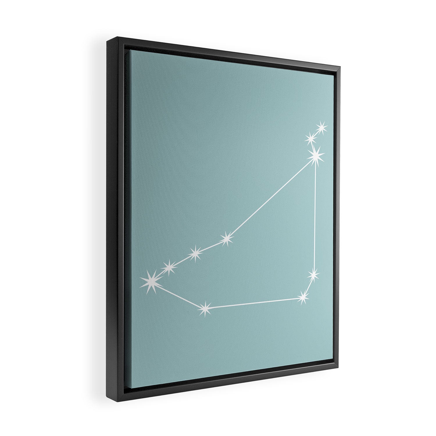 Capricorn Zodiac Star Constellation Line Art Pastel Teal Framed Canvas Print Gallery Image 2