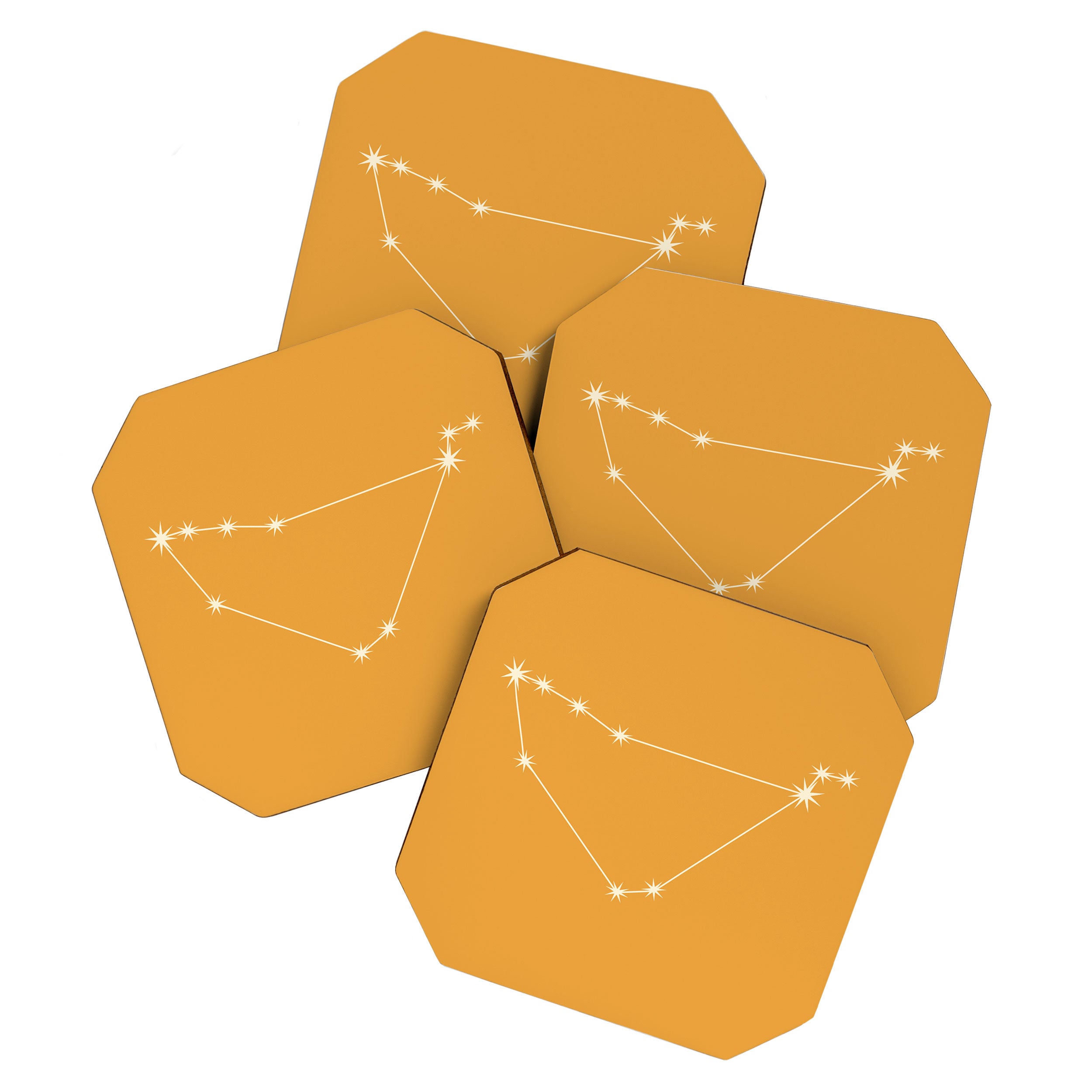 Capricorn Zodiac Star Constellation Line Art Peach Orange Coaster Gallery Image 1