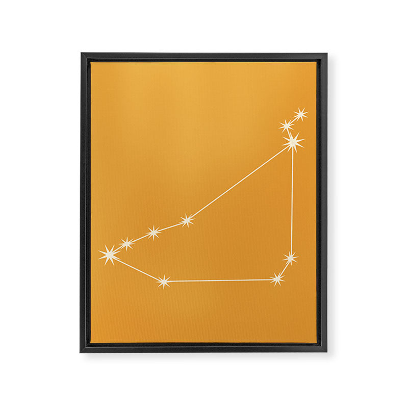 Capricorn Zodiac Star Constellation Line Art Peach Orange Framed Canvas Print Gallery Image 8