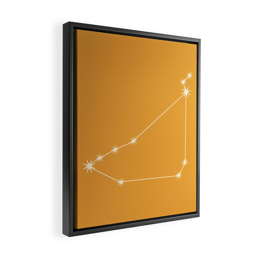 Capricorn Zodiac Star Constellation Line Art Peach Orange Framed Canvas Print Gallery Image 2