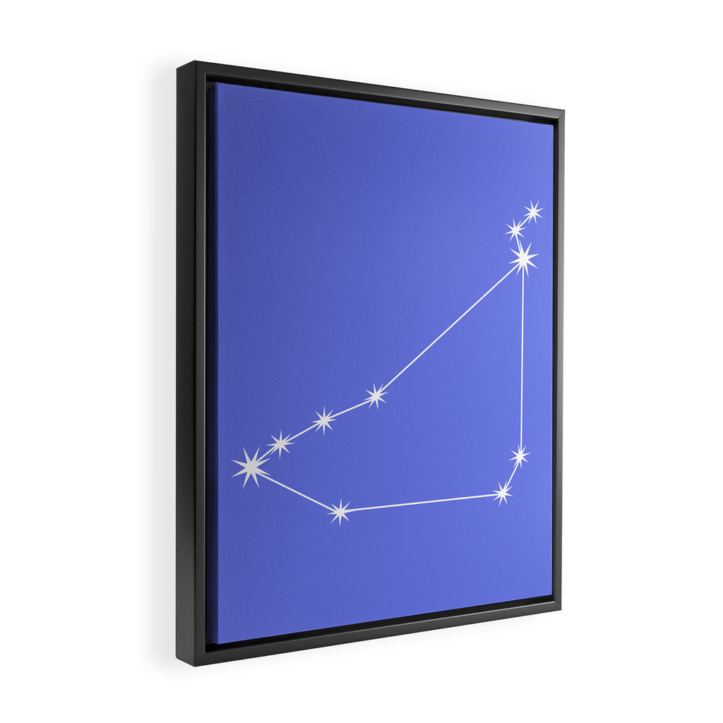 Capricorn Zodiac Star Constellation Line Art Periwinkle Purple Framed Canvas Print Gallery Image 2