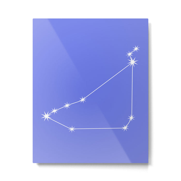 Capricorn Zodiac Star Constellation Line Art Periwinkle Purple Metal Print Gallery Image 1