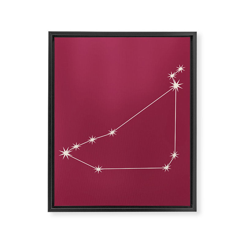 Capricorn Zodiac Star Constellation Line Art Pink Framed Canvas Print Gallery Image 8