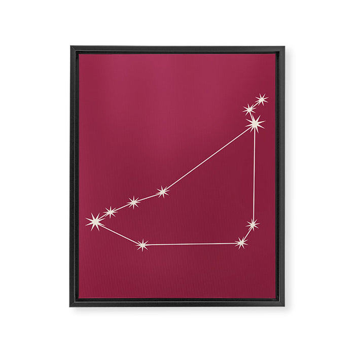 Capricorn Zodiac Star Constellation Line Art Pink Framed Canvas Print Gallery Image 1