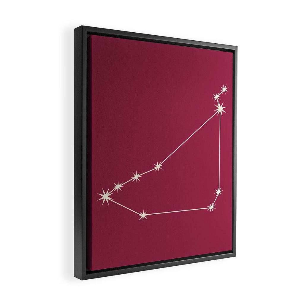 Capricorn Zodiac Star Constellation Line Art Pink Framed Canvas Print Gallery Image 2