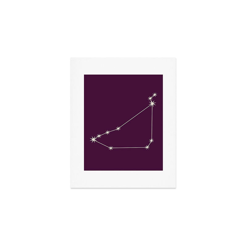 Capricorn Zodiac Star Constellation Line Art Plum Purple Art Print Gallery Image 1
