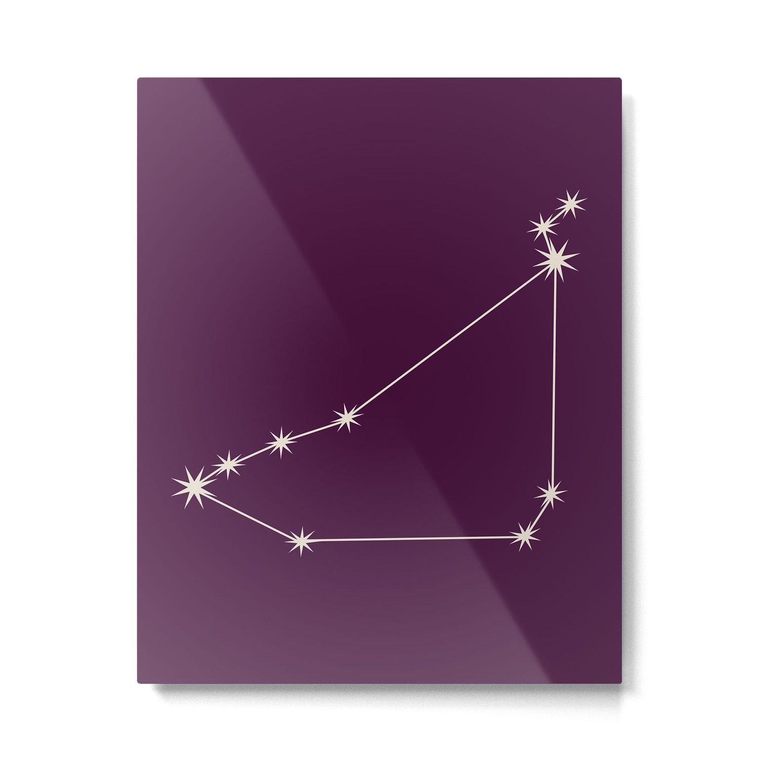 Capricorn Zodiac Star Constellation Line Art Plum Purple Metal Print Gallery Image 6