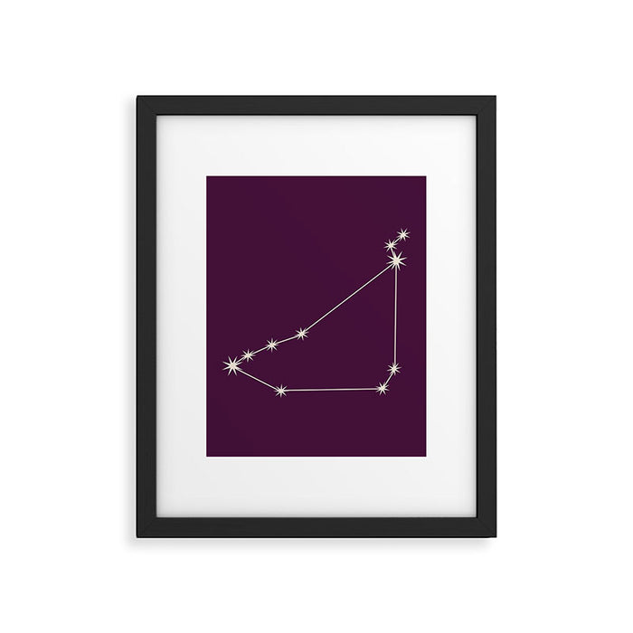 Capricorn Zodiac Star Constellation Line Art Plum Purple Framed Art Print Gallery Image 1