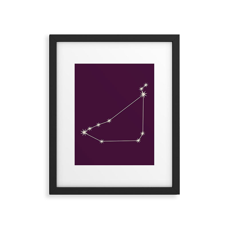 Capricorn Zodiac Star Constellation Line Art Plum Purple Framed Art Print Gallery Image 6