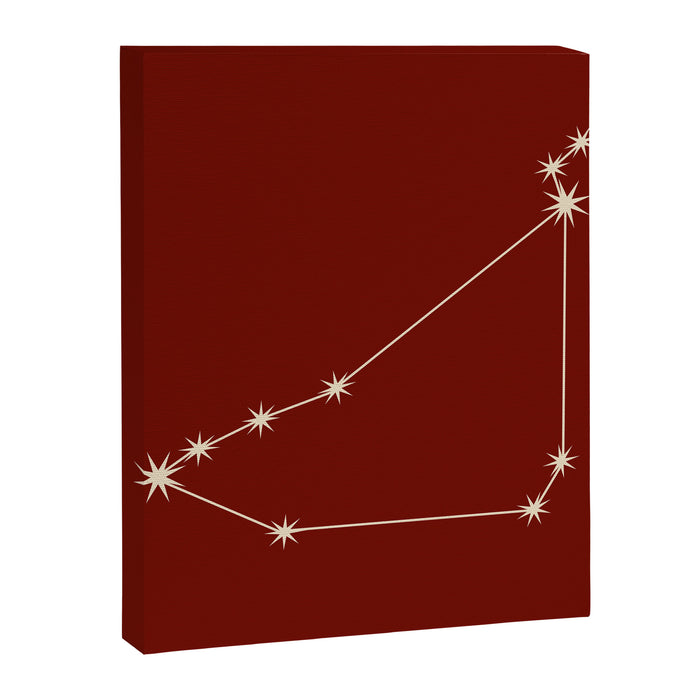 Capricorn Zodiac Star Constellation Line Art Ruby Red Canvas Print Gallery Image 1