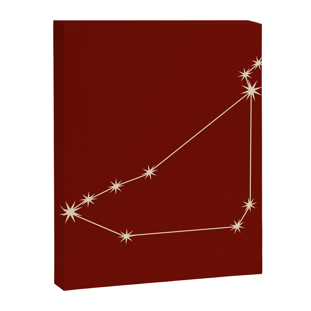 Capricorn Zodiac Star Constellation Line Art Ruby Red Canvas Print Gallery Image 8
