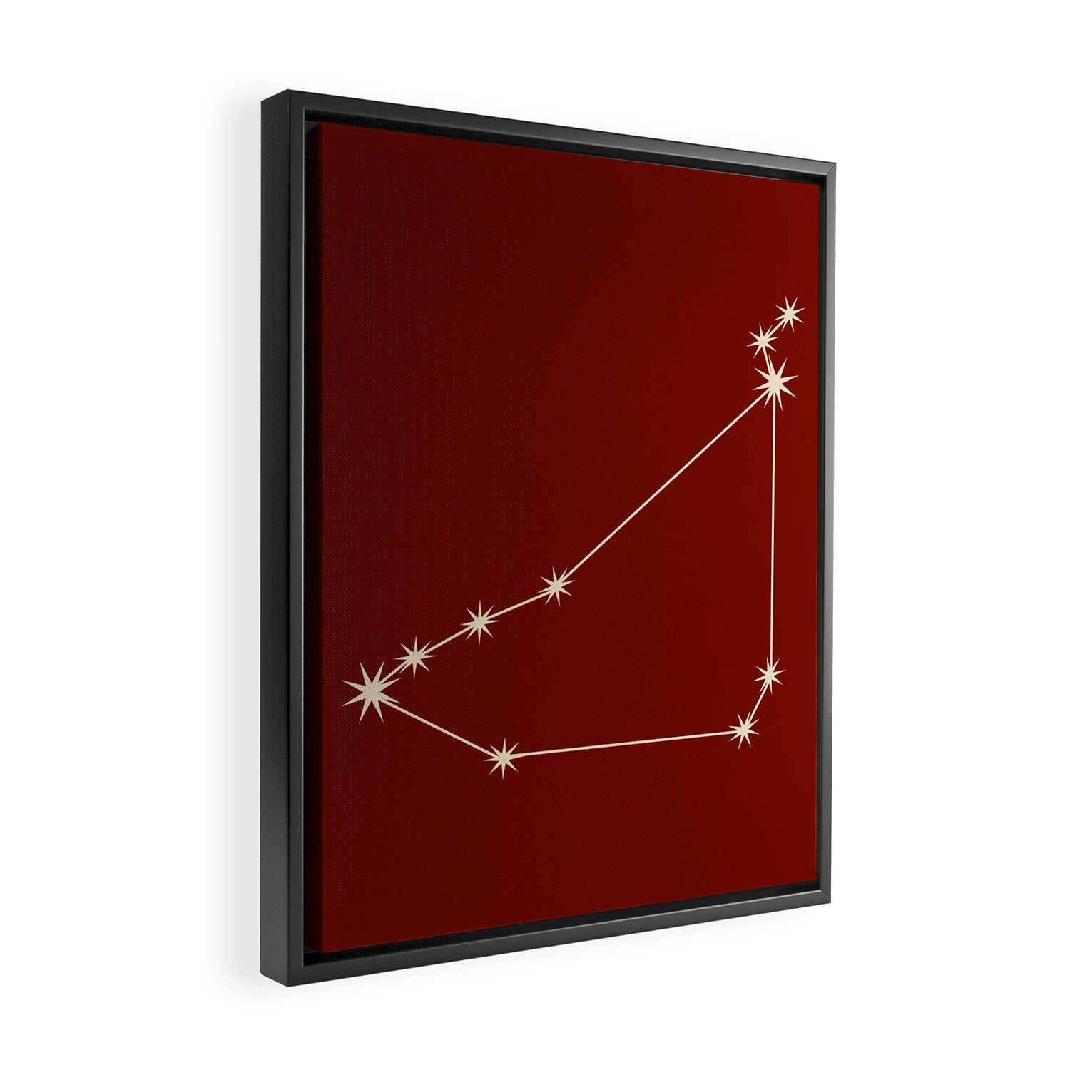 Capricorn Zodiac Star Constellation Line Art Ruby Red Framed Canvas Print Gallery Image 2
