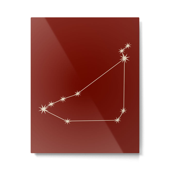 Capricorn Zodiac Star Constellation Line Art Ruby Red Metal Print Gallery Image 1