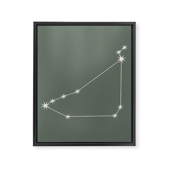 Capricorn Zodiac Star Constellation Line Art Sage Framed Canvas Print Gallery Image 1