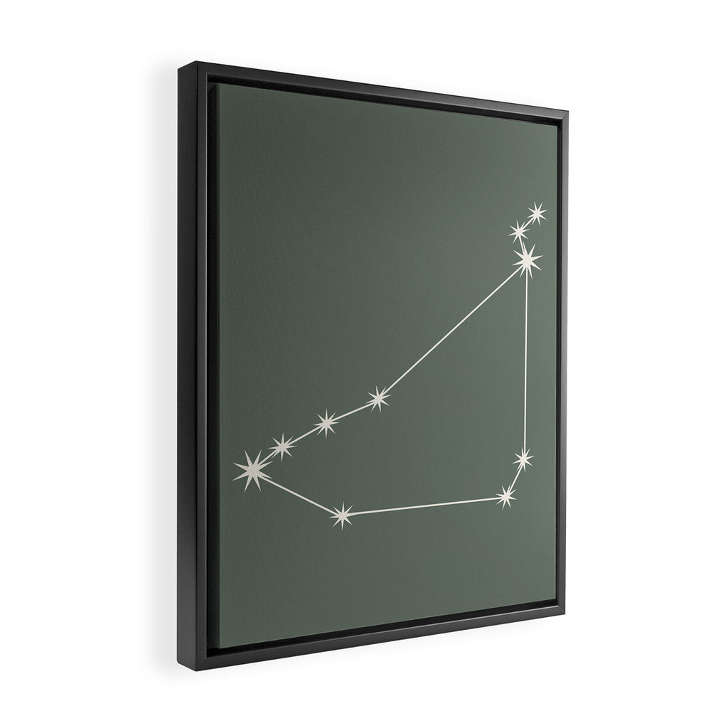 Capricorn Zodiac Star Constellation Line Art Sage Framed Canvas Print Gallery Image 2