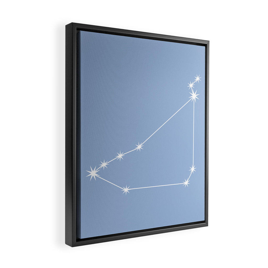 Capricorn Zodiac Star Constellation Line Art Sky Blue Framed Canvas Print Gallery Image 2