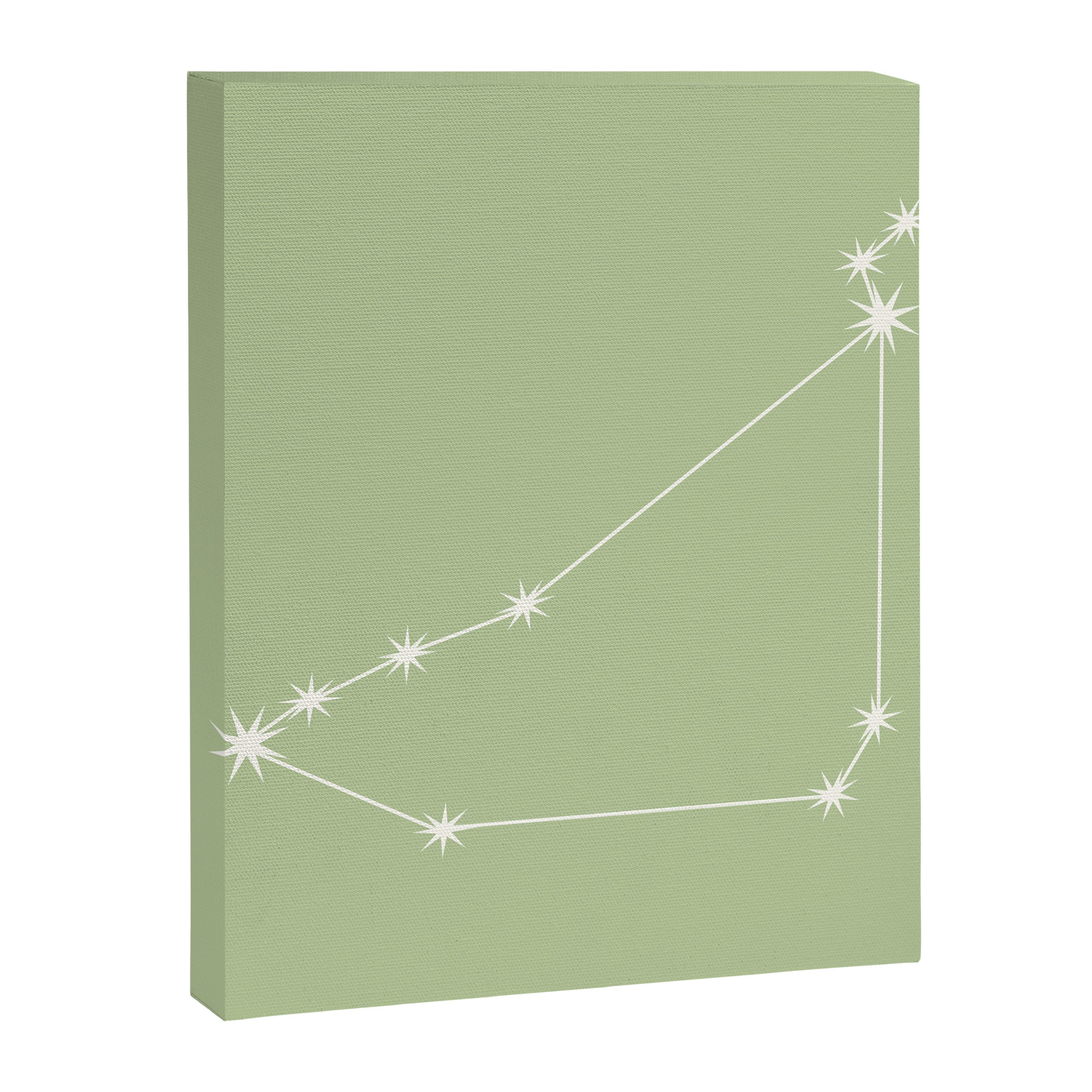 Capricorn Zodiac Star Constellation Line Art Soft Green Canvas Print Gallery Image 8