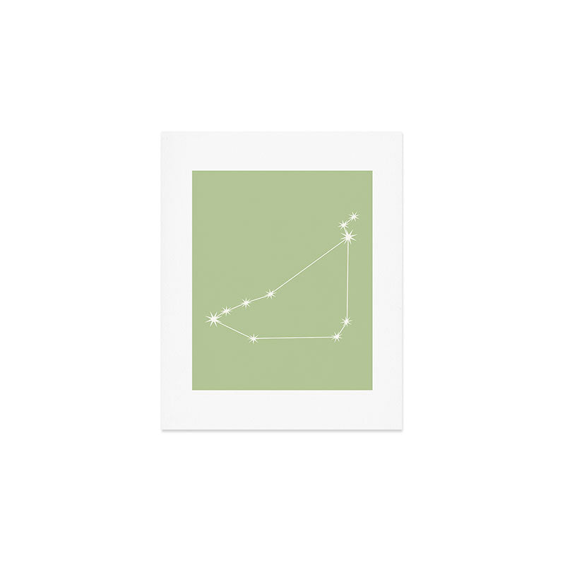 Capricorn Zodiac Star Constellation Line Art Soft Green Art Print Gallery Image 1