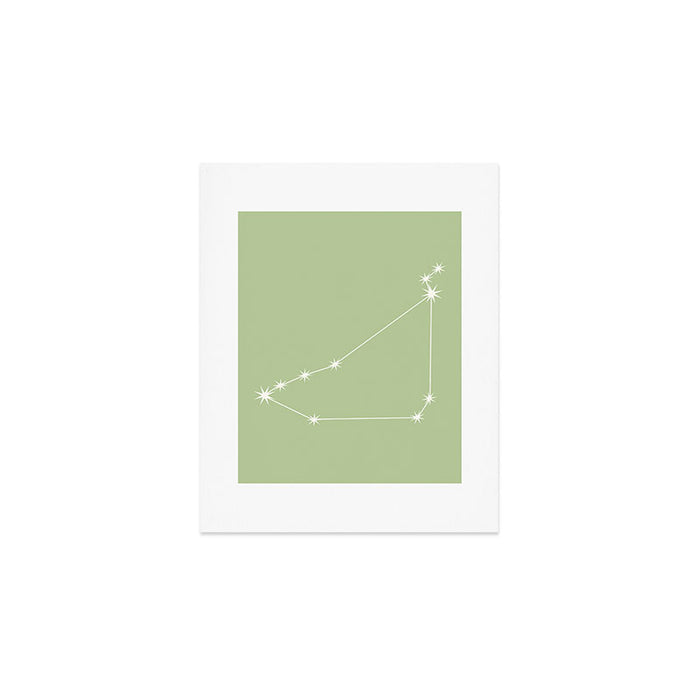 Capricorn Zodiac Star Constellation Line Art Soft Green Art Print Gallery Image 1