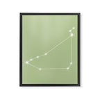 Capricorn Zodiac Star Constellation Line Art Soft Green Framed Canvas Print Gallery Image 8