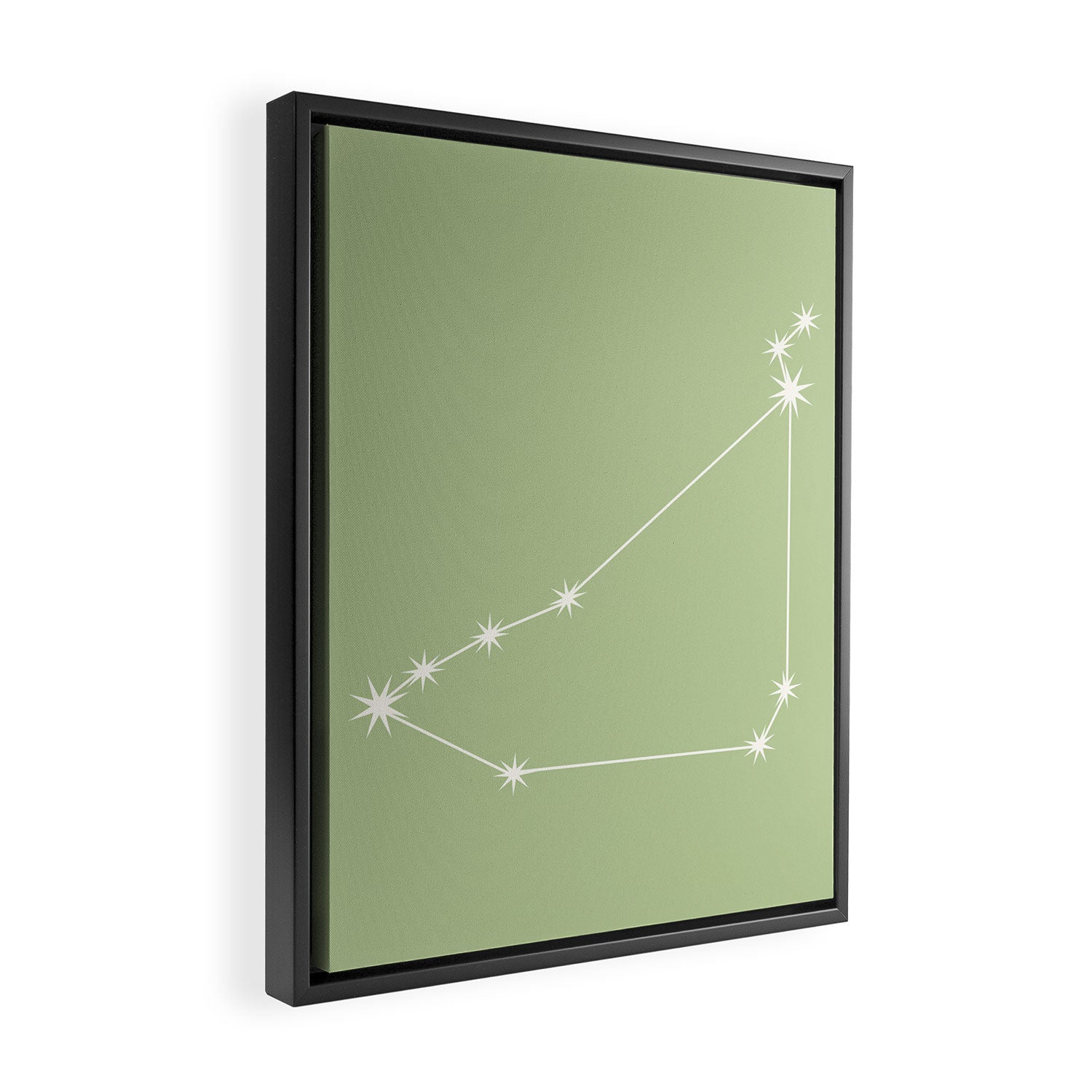 Capricorn Zodiac Star Constellation Line Art Soft Green Framed Canvas Print Gallery Image 2