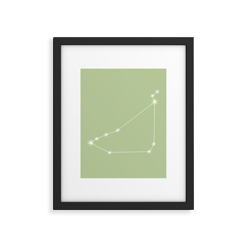 Capricorn Zodiac Star Constellation Line Art Soft Green Framed Art Print Gallery Image 6