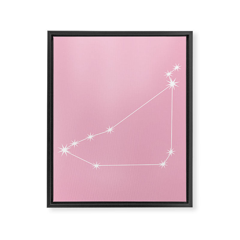 Capricorn Zodiac Star Constellation Line Art Soft Pink Framed Canvas Print Gallery Image 8