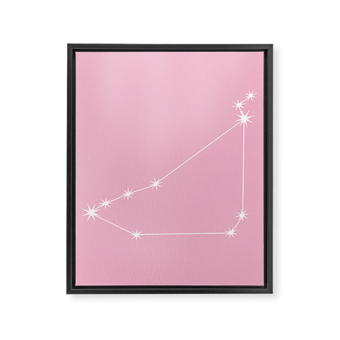 Capricorn Zodiac Star Constellation Line Art Soft Pink Framed Canvas Print Gallery Image 1