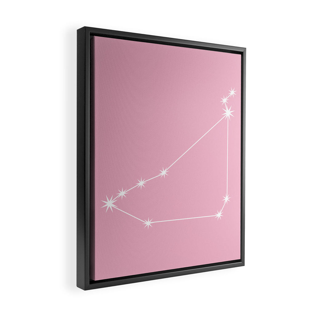 Capricorn Zodiac Star Constellation Line Art Soft Pink Framed Canvas Print Gallery Image 2